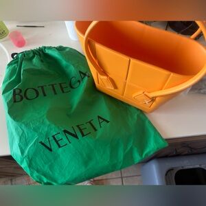 Bottega Veneta Orange Handbag with Green Dust Bag